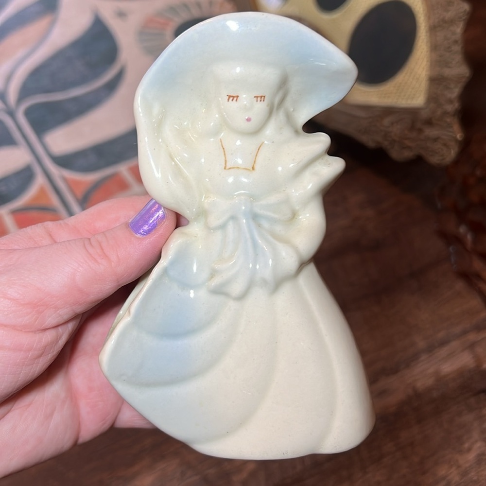 Vintage Southern Bell Lady Handpainted small kitsch flower planter pot vase